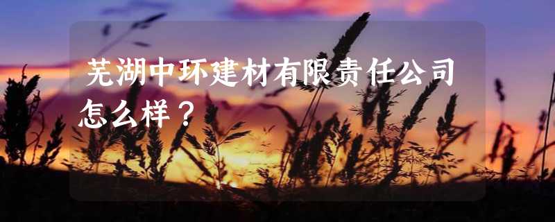 芜湖中环建材有限责任公司怎么样？