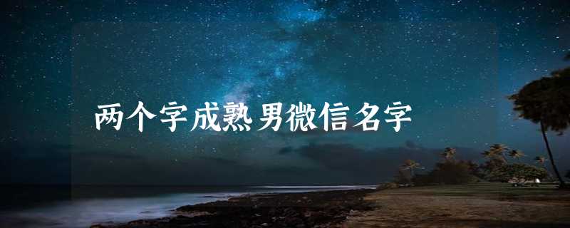 两个字成熟男微信名字