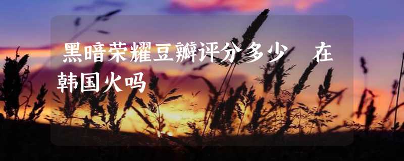 黑暗荣耀豆瓣评分多少 在韩国火吗