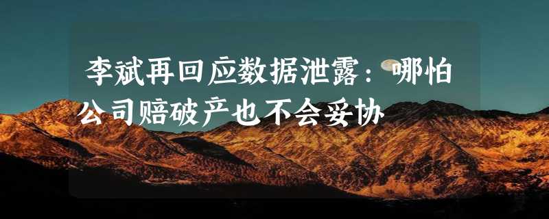 李斌再回应数据泄露:哪怕公司赔破产也不会妥协