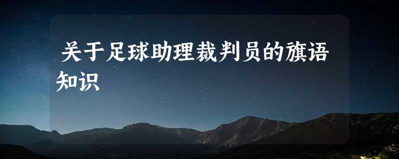 关于足球助理裁判员的旗语知识