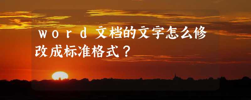 word文档的文字怎么修改成标准格式？