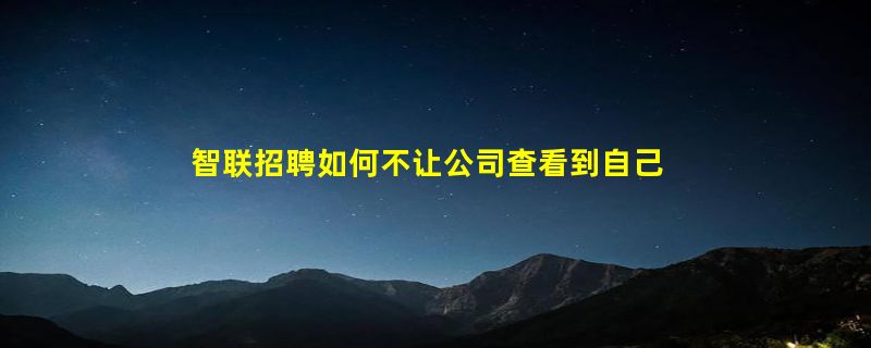 智联招聘如何不让公司查看到自己简历