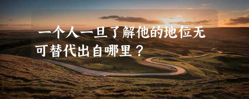 一个人一旦了解他的地位无可替代出自哪里？