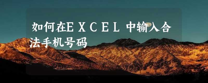 如何在EXCEL中输入合法手机号码