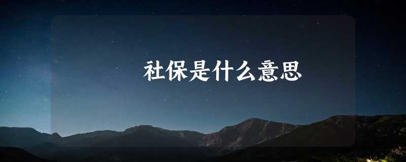 社保是什么意思