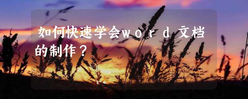 如何快速学会word文档的制作？