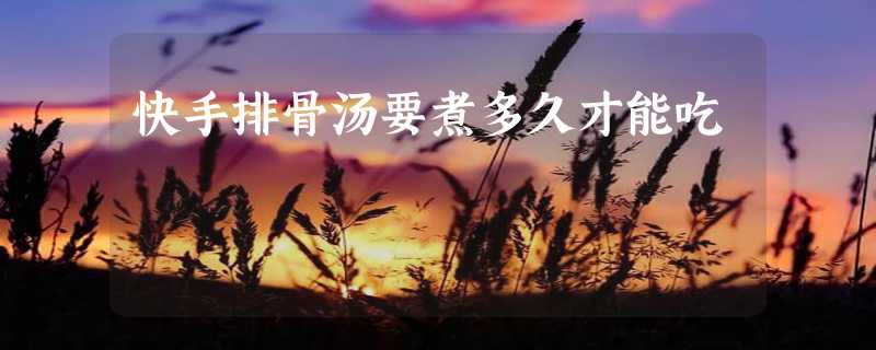 快手排骨汤要煮多久才能吃