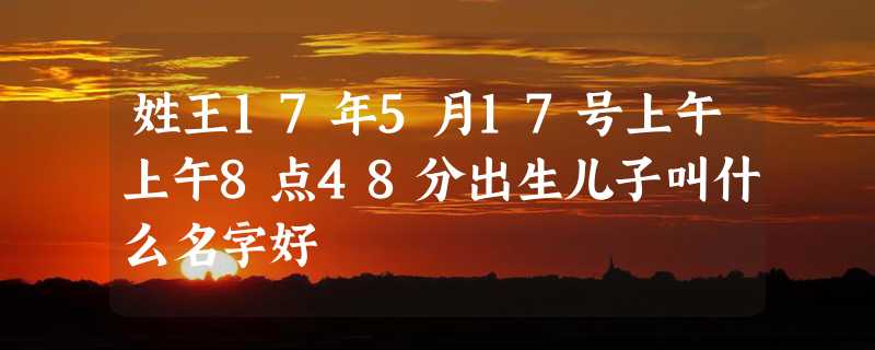 姓王17年5月17号上午上午8点48分出生儿子叫什么名字好