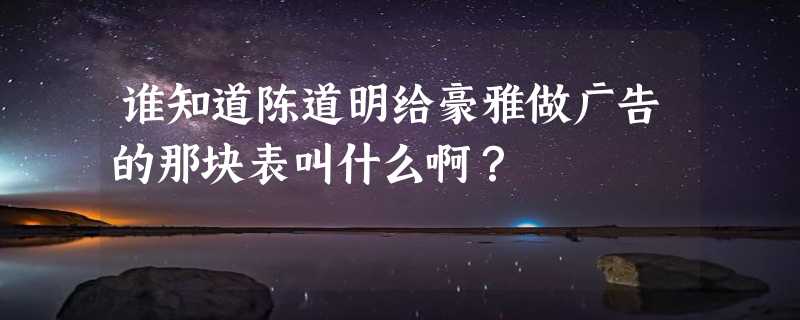 谁知道陈道明给豪雅做广告的那块表叫什么啊？