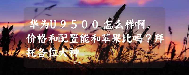 华为U9500怎么样啊，价格和配置能和苹果比吗？拜托各位大神