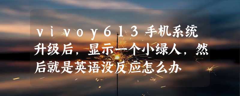 vivoy613手机系统升级后,显示一个小绿人,然后就是英语没反应怎么办