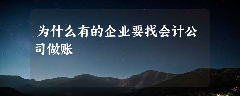 为什么有的企业要找会计公司做账