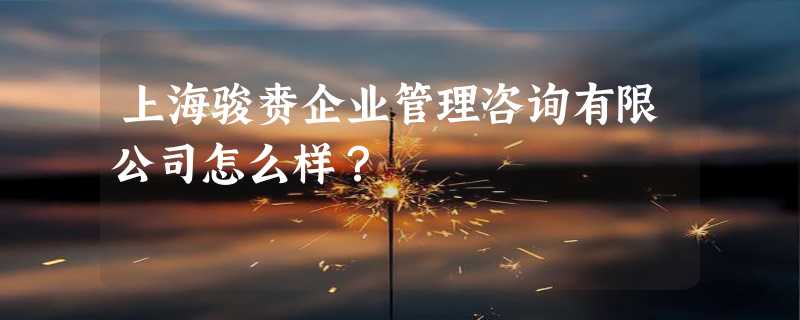 上海骏赉企业管理咨询有限公司怎么样？