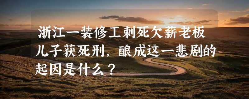 浙江一装修工刺死欠薪老板儿子获死刑，酿成这一悲剧的起因是什么？