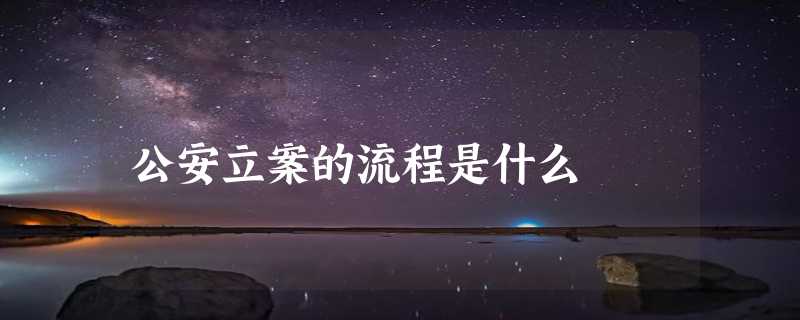 公安立案的流程是什么