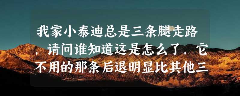 我家小泰迪总是三条腿走路，请问谁知道这是怎么了，它不用的那条后退明显比其他三条腿细,好心疼呀