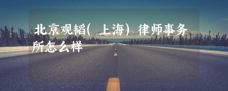 北京观韬(上海)律师事务所怎么样