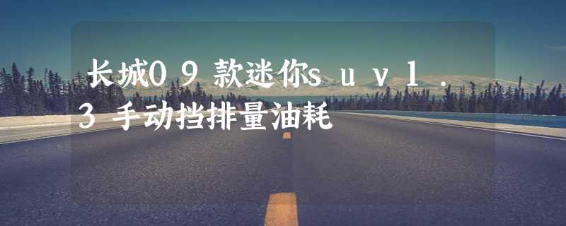 长城09款迷你suv1.3手动挡排量油耗