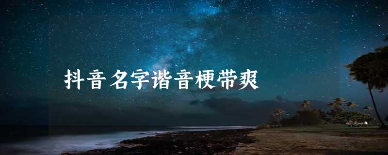 抖音名字谐音梗带爽