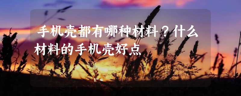 手机壳都有哪种材料？什么材料的手机壳好点