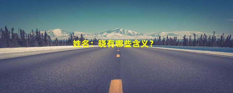 姓名：晓有哪些含义？