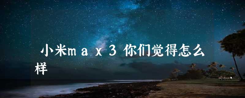 小米max3你们觉得怎么样