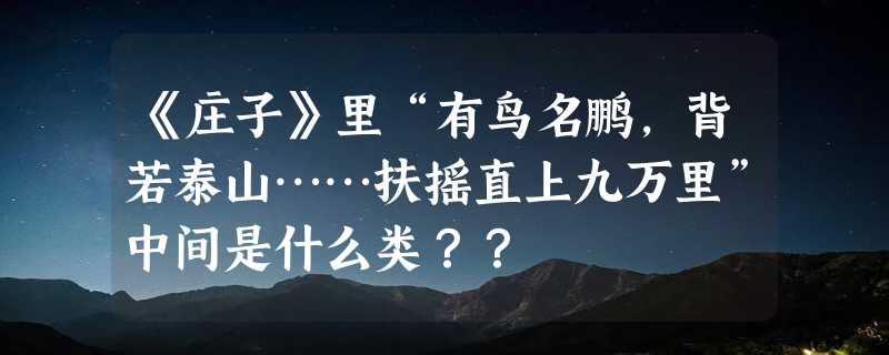 《庄子》里“有鸟名鹏，背若泰山……扶摇直上九万里”中间是什么类？？