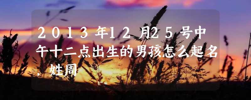 2013年12月25号中午十二点出生的男孩怎么起名,姓周