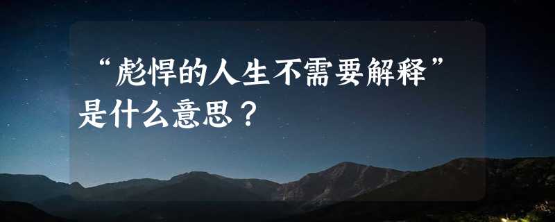 “彪悍的人生不需要解释”是什么意思？