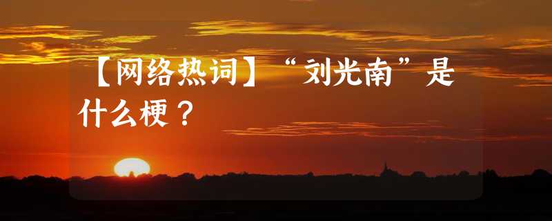 【网络热词】“刘光南”是什么梗？