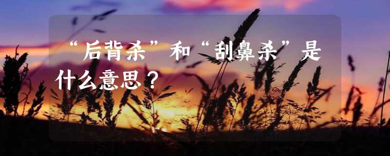 “后背杀”和“刮鼻杀”是什么意思？