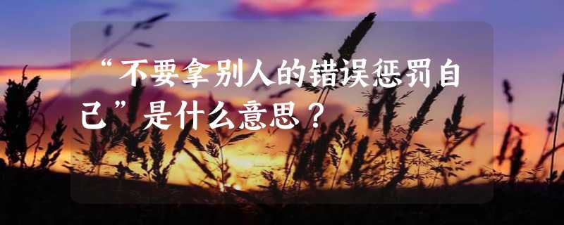 “不要拿别人的错误惩罚自己”是什么意思？