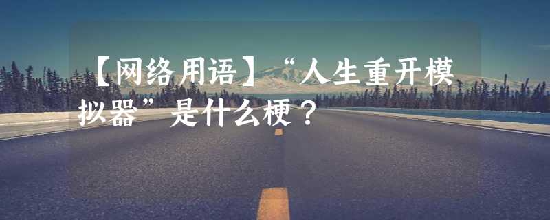 【网络用语】“人生重开模拟器”是什么梗？