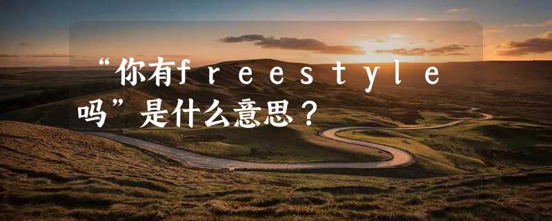 “你有freestyle吗”是什么意思？