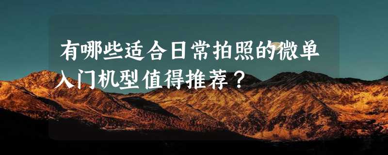 有哪些适合日常拍照的微单入门机型值得推荐？