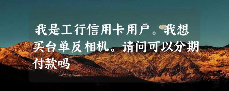 我是工行信用卡用户。我想买台单反相机。请问可以分期付款吗