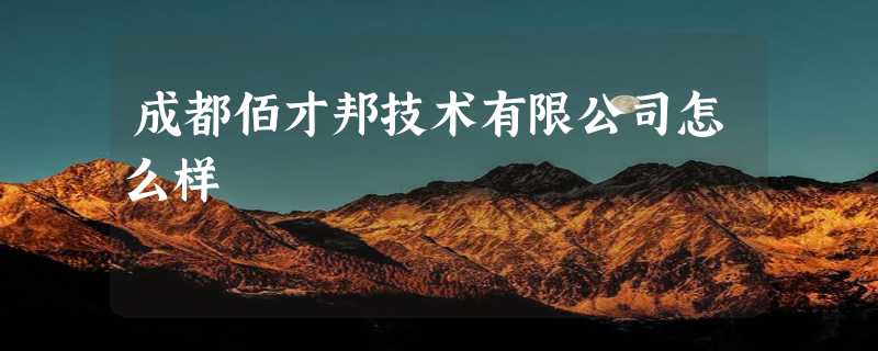 成都佰才邦技术有限公司怎么样