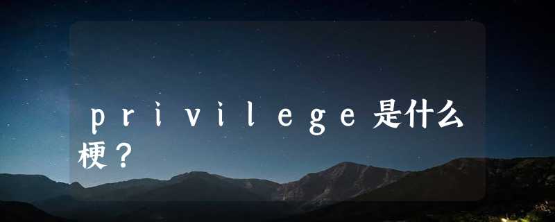 privilege是什么梗？