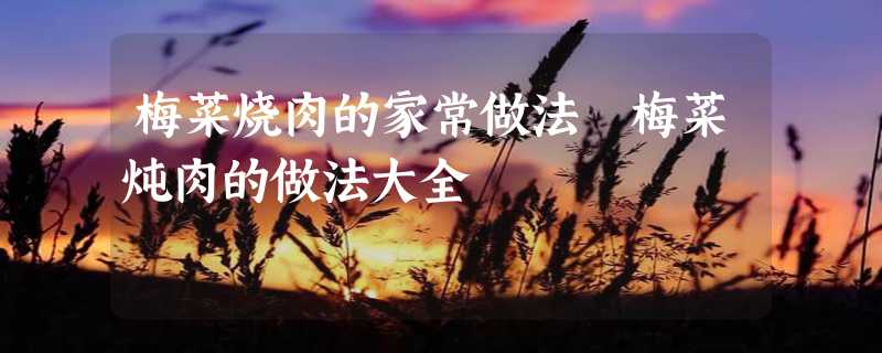 梅菜烧肉的家常做法 梅菜炖肉的做法大全