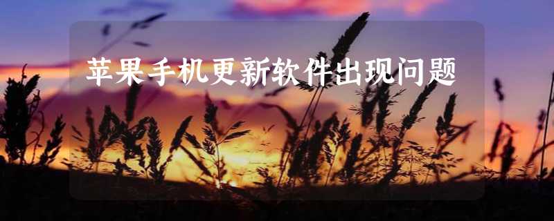 苹果手机更新软件出现问题