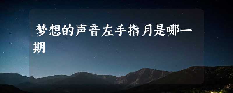 梦想的声音左手指月是哪一期