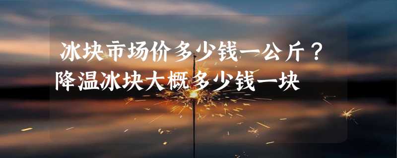 冰块市场价多少钱一公斤？降温冰块大概多少钱一块