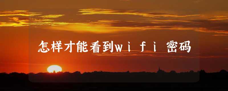 怎样才能看到wifi密码