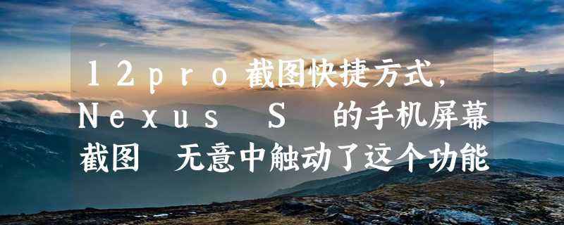 12pro截图快捷方式，Nexus S 的手机屏幕截图 无意中触动了这个功能想知道快捷键是什