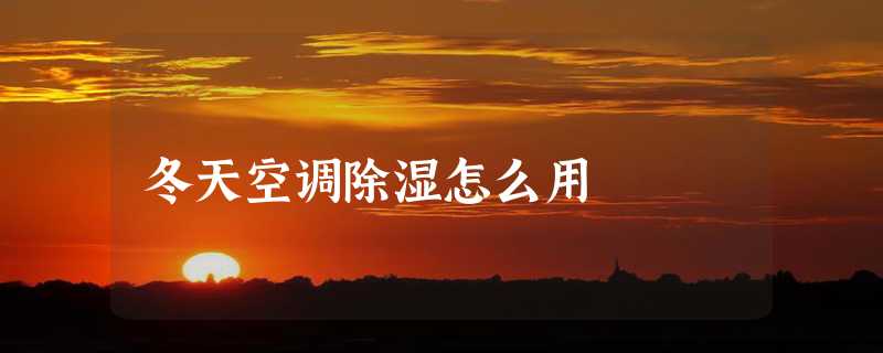 冬天空调除湿怎么用