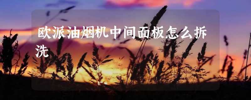 欧派油烟机中间面板怎么拆洗