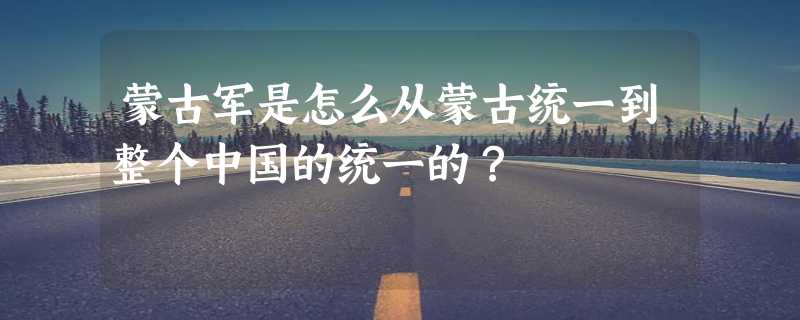 蒙古军是怎么从蒙古统一到整个中国的统一的？