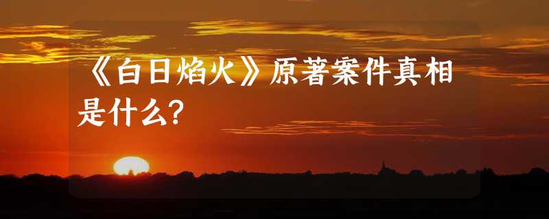 《白日焰火》原著案件真相是什么?