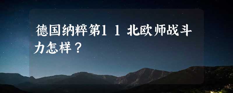 德国纳粹第11北欧师战斗力怎样？